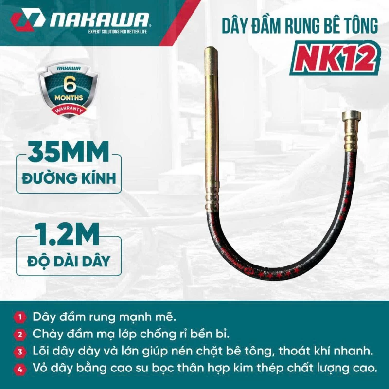 Dây đầm rung bê tông NAKAWA NK12 - Thumbnail 1