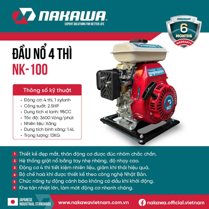Động Cơ Xăng 2.5Hp Nakawa NK-100 - Thumbnail 2