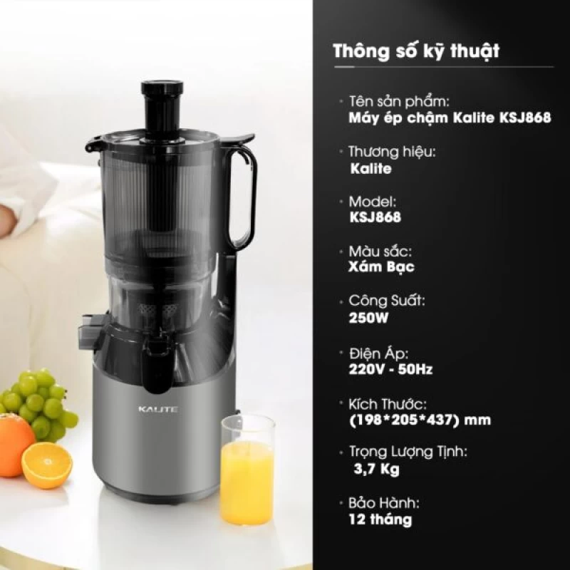 Máy ép chậm KALITE KSJ868 động cơ DC siêu khỏe ép kiệt bã - Thumbnail 10