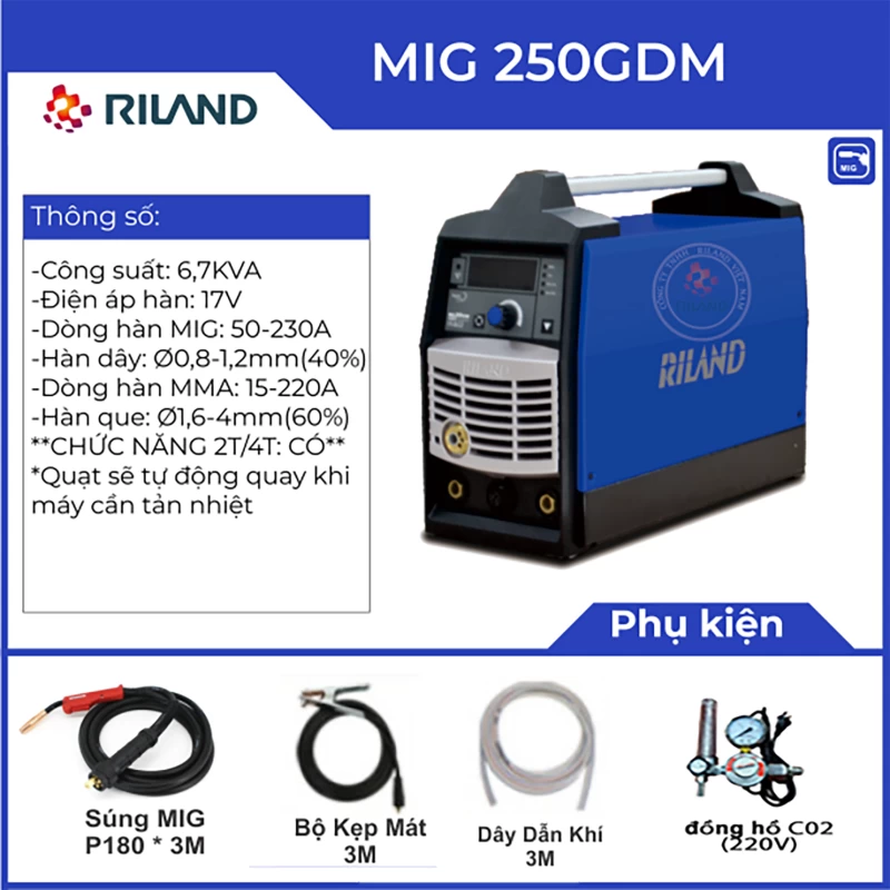 MÁY HÀN RILAND MIG 250GDM - Thumbnail 2