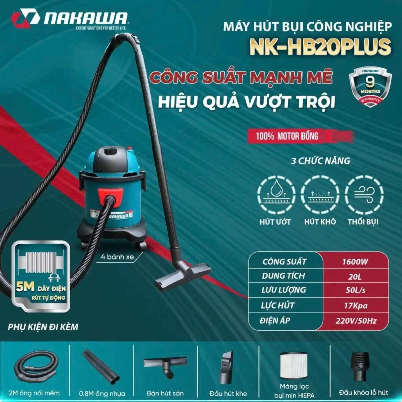 Máy hút bụi công nghiệp 1600W 20L NAKAWA NK-HB20PLUS - Thumbnail 2