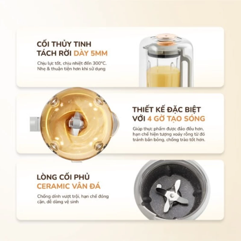 Máy làm sữa hạt UNIE UCB15 dung tích 1.5L, giảm ồn 30%, 10 chức năng nấu - Thumbnail 8