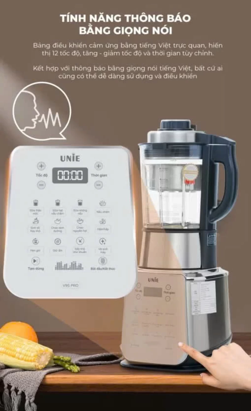 Máy làm sữa hạt UNIE V9S PRO dung tích 1,75L, xay nấu siêu êm, vệ sinh khử khuẩn tự động - Thumbnail 3