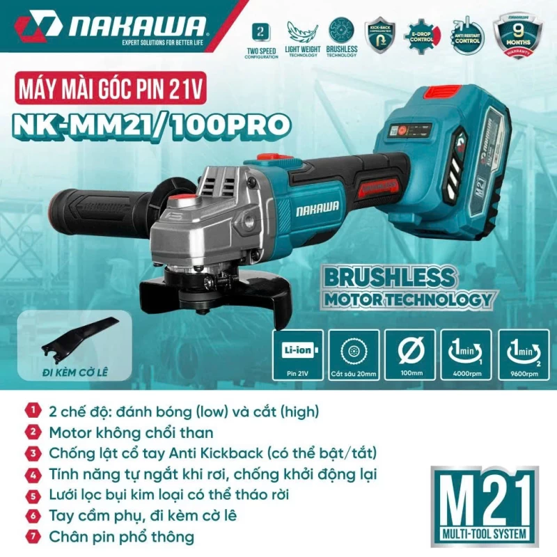 Máy mài góc pin NAKAWA NK-MM21/100PRO - Thumbnail 1