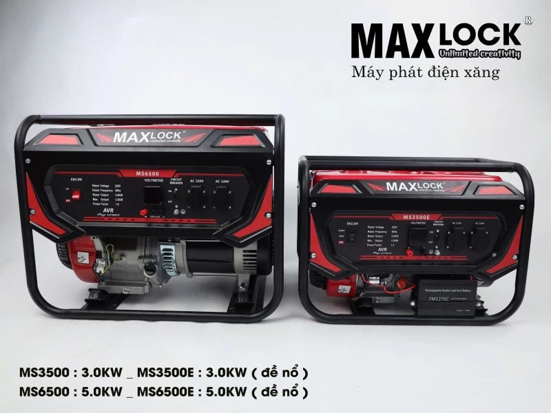 Máy Phát Điện Chạy Xăng 5Kw Maxlock MS6500E Đề - Thumbnail 3