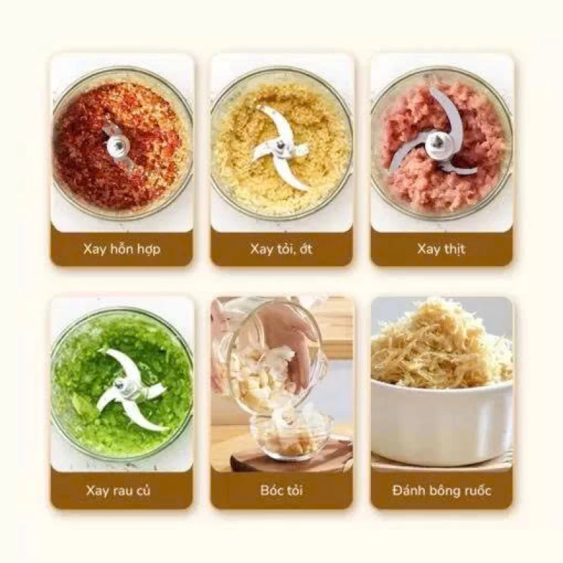 Máy xay thịt UNIE UM366 dung tích 2,5L, 2 cối xay thủy tinh, đánh ruốc, bóc tỏi tiện lợi - Thumbnail 9