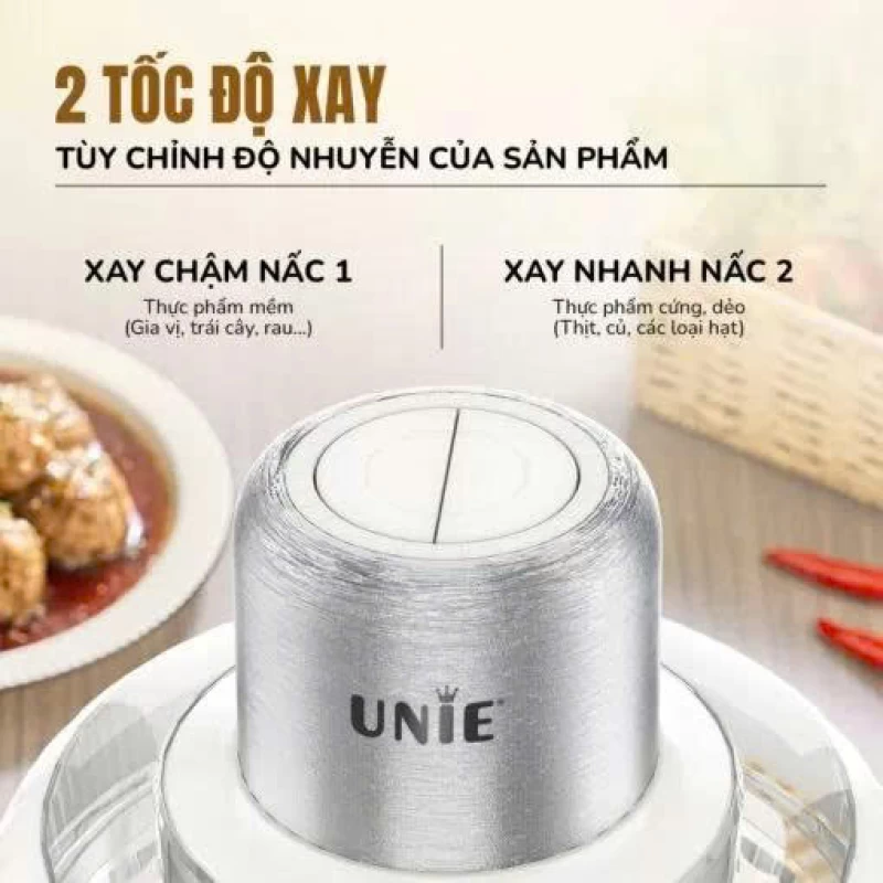 Máy xay thịt UNIE UM366 dung tích 2,5L, 2 cối xay thủy tinh, đánh ruốc, bóc tỏi tiện lợi - Thumbnail 2