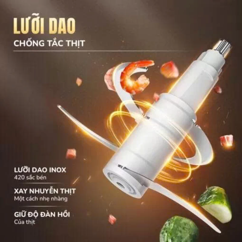 Máy xay thịt UNIE UM366 dung tích 2,5L, 2 cối xay thủy tinh, đánh ruốc, bóc tỏi tiện lợi - Thumbnail 7
