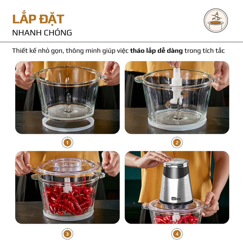 Máy Xay Thực Phẩm Đa Năng OLIVO FC21 - Dung Tích 2.1L - Công Suất 500W - Thumbnail 5