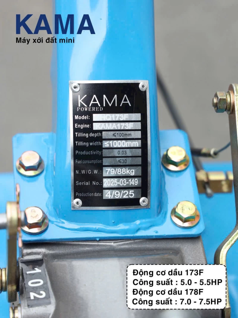 Máy Xới Đất Chạy Dầu Huqama HQ173F (Động cơ dầu KAMA) - Thumbnail 1