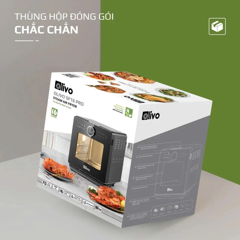 Nồi Chiên Hấp Đa Năng OLIVO SF16 PRO 2025 - 70 Chế Độ Cài Sẵn, Toàn Bộ Khoang Nồi Và Phụ Kiện Bằng Inox 304 Cao Cấp, Dung Tích 16L, Vệ Sinh Dễ Dàng - Thumbnail 35