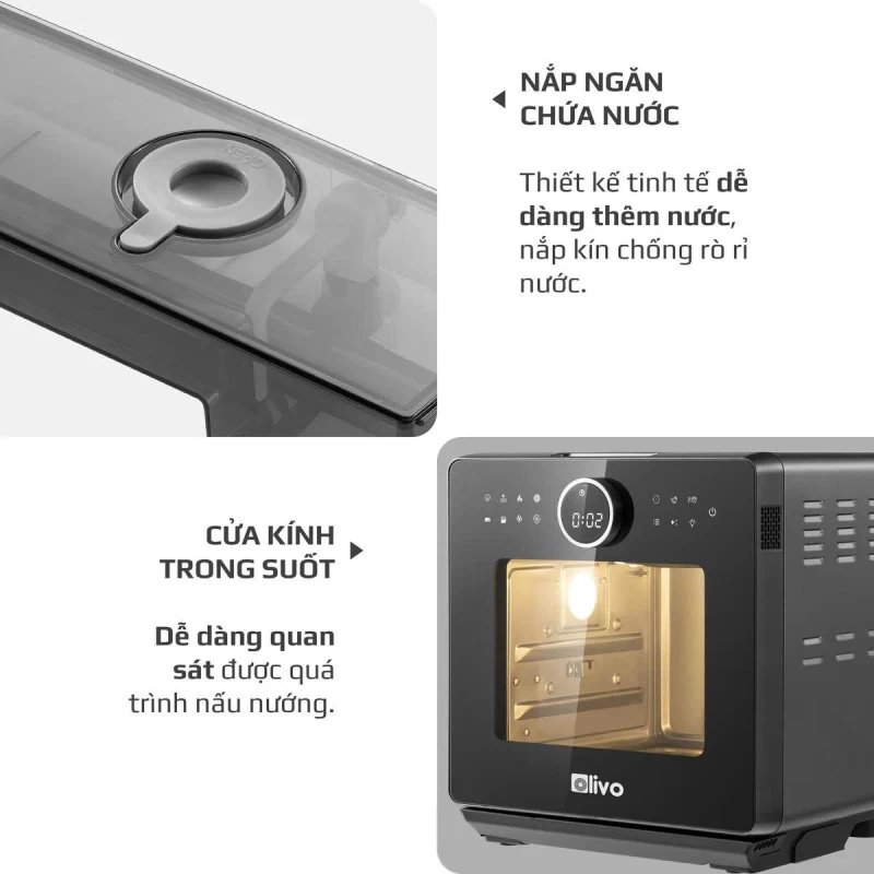 Nồi Chiên Hấp Đa Năng OLIVO SF16 PRO 2025 - 70 Chế Độ Cài Sẵn, Toàn Bộ Khoang Nồi Và Phụ Kiện Bằng Inox 304 Cao Cấp, Dung Tích 16L, Vệ Sinh Dễ Dàng - Thumbnail 34
