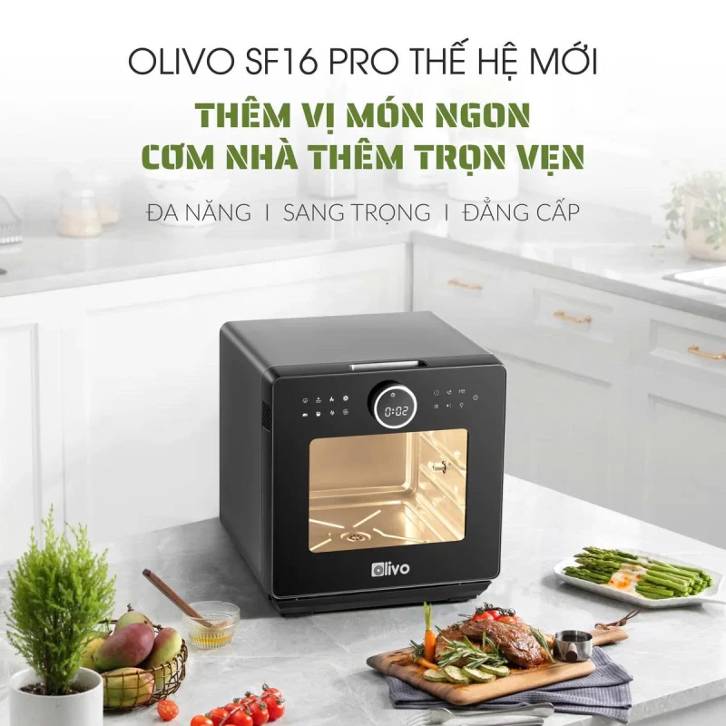Nồi Chiên Hấp Đa Năng OLIVO SF16 PRO 2025 - 70 Chế Độ Cài Sẵn, Toàn Bộ Khoang Nồi Và Phụ Kiện Bằng Inox 304 Cao Cấp, Dung Tích 16L, Vệ Sinh Dễ Dàng - Thumbnail 4