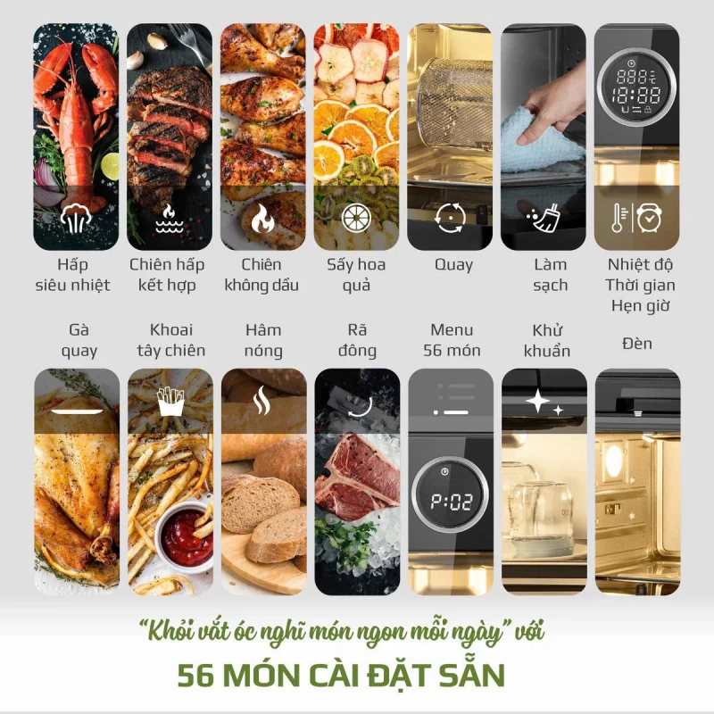 Nồi Chiên Hấp Đa Năng OLIVO SF16 PRO 2025 - 70 Chế Độ Cài Sẵn, Toàn Bộ Khoang Nồi Và Phụ Kiện Bằng Inox 304 Cao Cấp, Dung Tích 16L, Vệ Sinh Dễ Dàng - Thumbnail 9