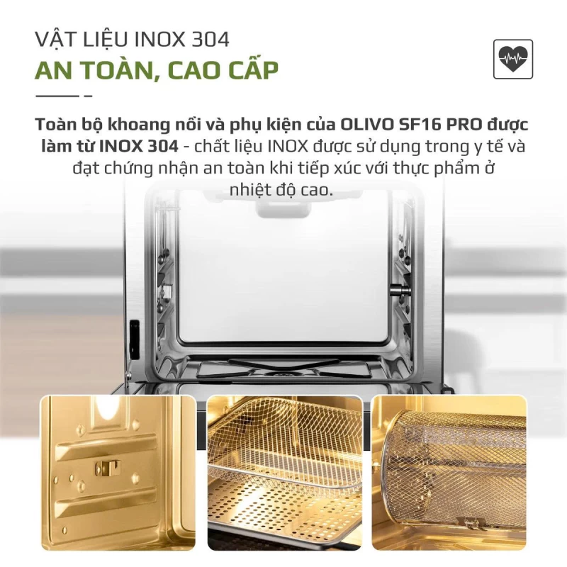 Nồi Chiên Hấp Đa Năng OLIVO SF16 PRO 2025 - 70 Chế Độ Cài Sẵn, Toàn Bộ Khoang Nồi Và Phụ Kiện Bằng Inox 304 Cao Cấp, Dung Tích 16L, Vệ Sinh Dễ Dàng - Thumbnail 23