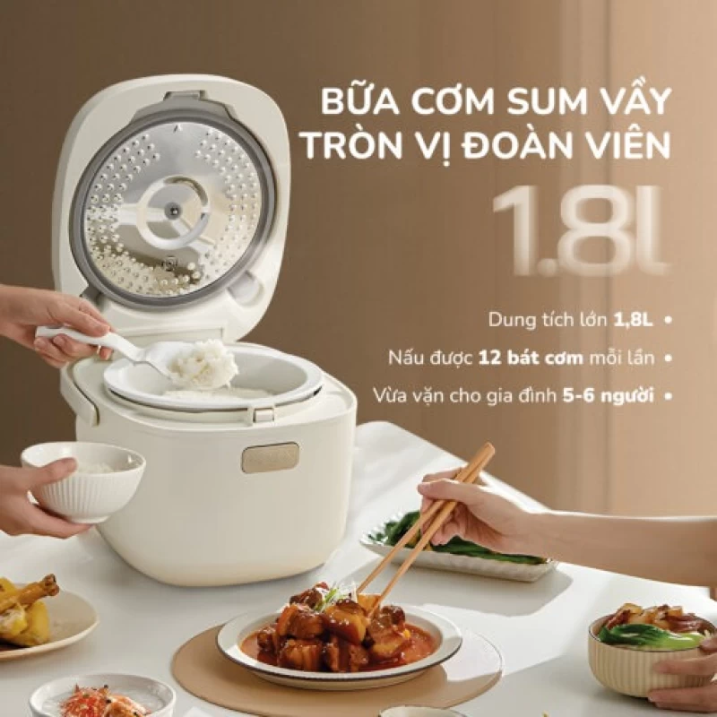 Nồi cơm điện lòng gốm cao cấp UNIE URC818, chống dính tự nhiên, dung tích 1,8L - Thumbnail 16