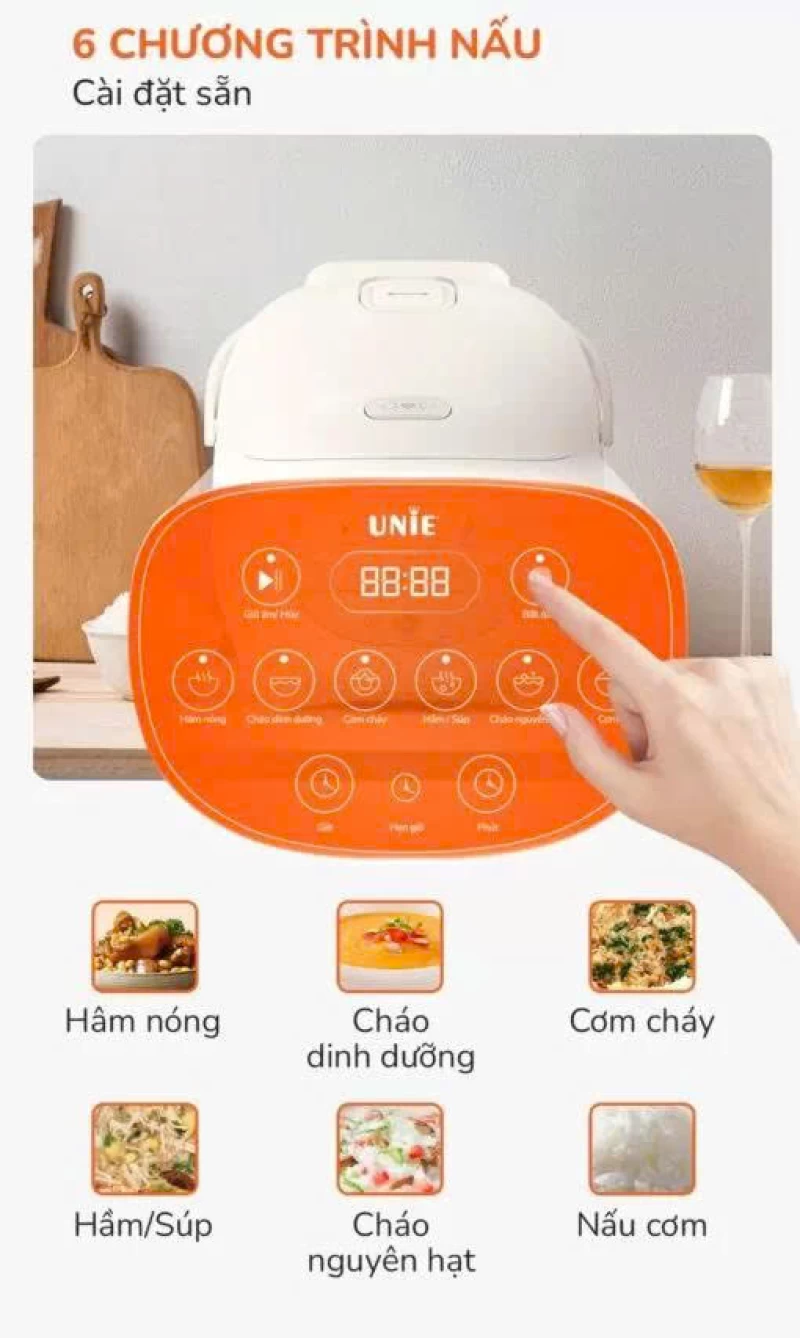 Nồi cơm điện lòng gốm tự nhiên UNIE URC815 nấu cơm cháy giòn tan, dung tích 1,5L, hẹn giờ nấu 24 tiếng - Thumbnail 1