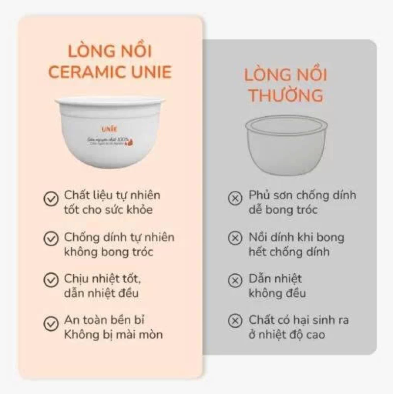Nồi cơm điện lòng gốm tự nhiên UNIE URC815 nấu cơm cháy giòn tan, dung tích 1,5L, hẹn giờ nấu 24 tiếng - Thumbnail 6
