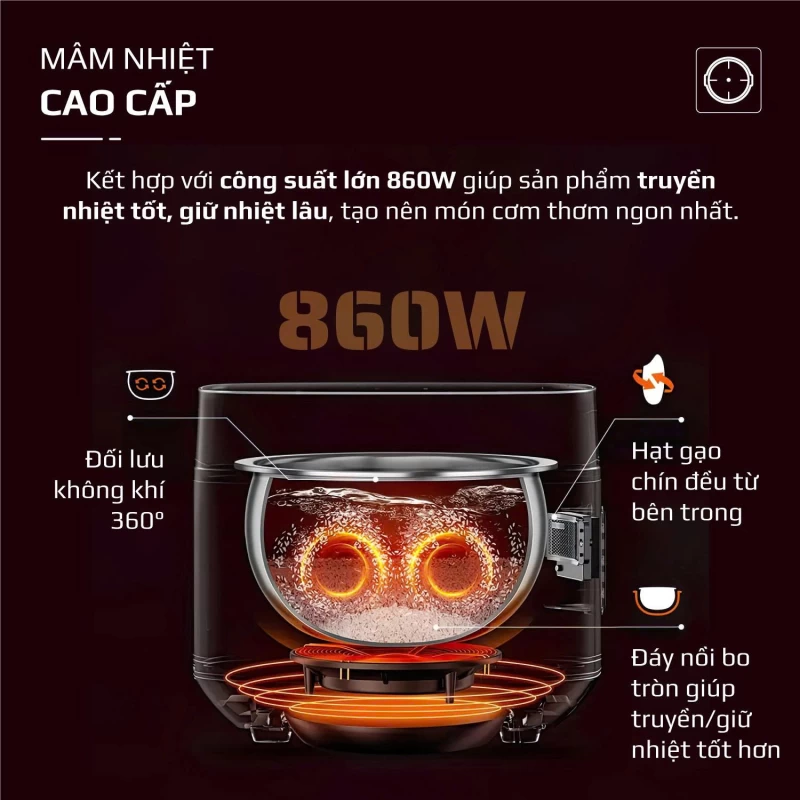 Nồi Cơm Điện OLIVO RC86 Titanium – Lòng Nồi INOX 304 Chống Dính Tự Nhiên, Nấu Cơm Ngon, Thiết Kế Tinh Tế, Sang Trọng - Thumbnail 14
