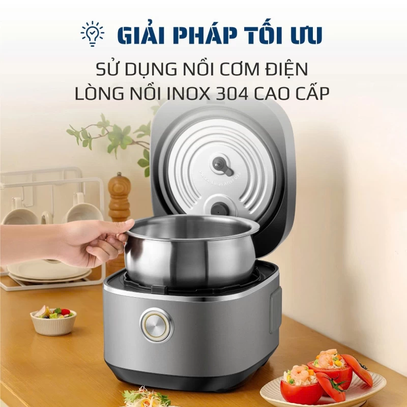 Nồi Cơm Điện OLIVO RC86 Titanium – Lòng Nồi INOX 304 Chống Dính Tự Nhiên, Nấu Cơm Ngon, Thiết Kế Tinh Tế, Sang Trọng - Thumbnail 6