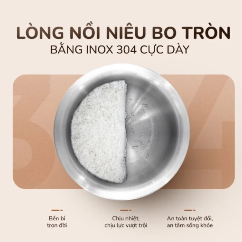 Nồi cơm điện tử UNIE URC612 , nấu cơm giảm đường, lòng nồi inox, dung tích 1,2L - Ảnh 14