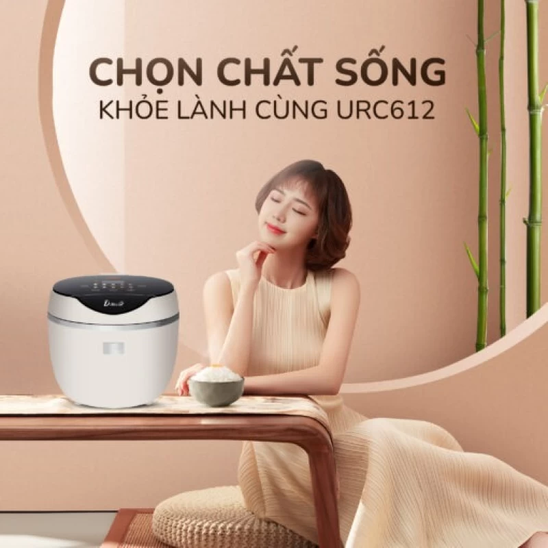 Nồi cơm điện tử UNIE URC612 , nấu cơm giảm đường, lòng nồi inox, dung tích 1,2L - Ảnh 4