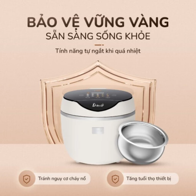 Nồi cơm điện tử UNIE URC612 , nấu cơm giảm đường, lòng nồi inox, dung tích 1,2L - Ảnh 8