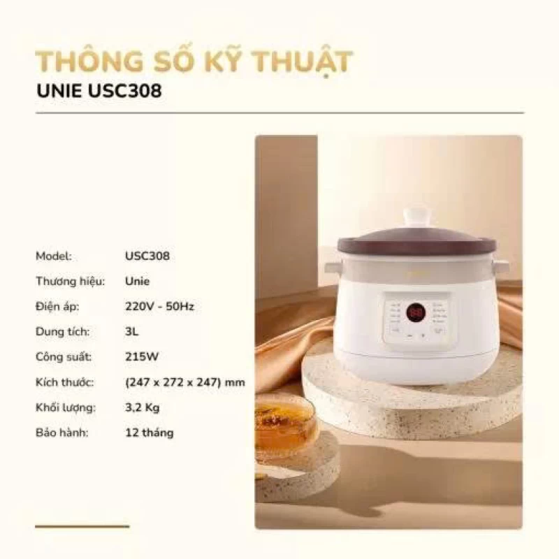 Nồi kho hầm đa năng UNIE USC308 dung tích 3L, lòng nồi gốm tử sa, 8 chức năng kho hầm - Thumbnail 15