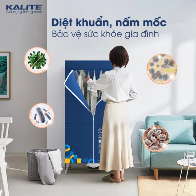 Tủ Sấy Quần Áo Kalite KL6880 Sấy Khô Nhanh Diệt Vi Khuẩn - Thumbnail 4
