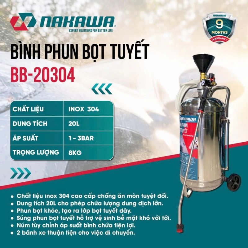 Bình Phun Bọt Tuyết 20L Nakawa BB-20304 Inox 304 - Ảnh 5