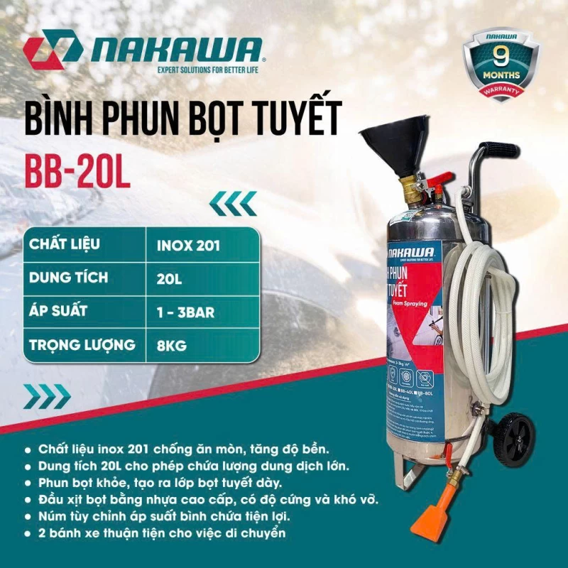 Bình phun bọt tuyết NAKAWA BB-20L - Ảnh 1