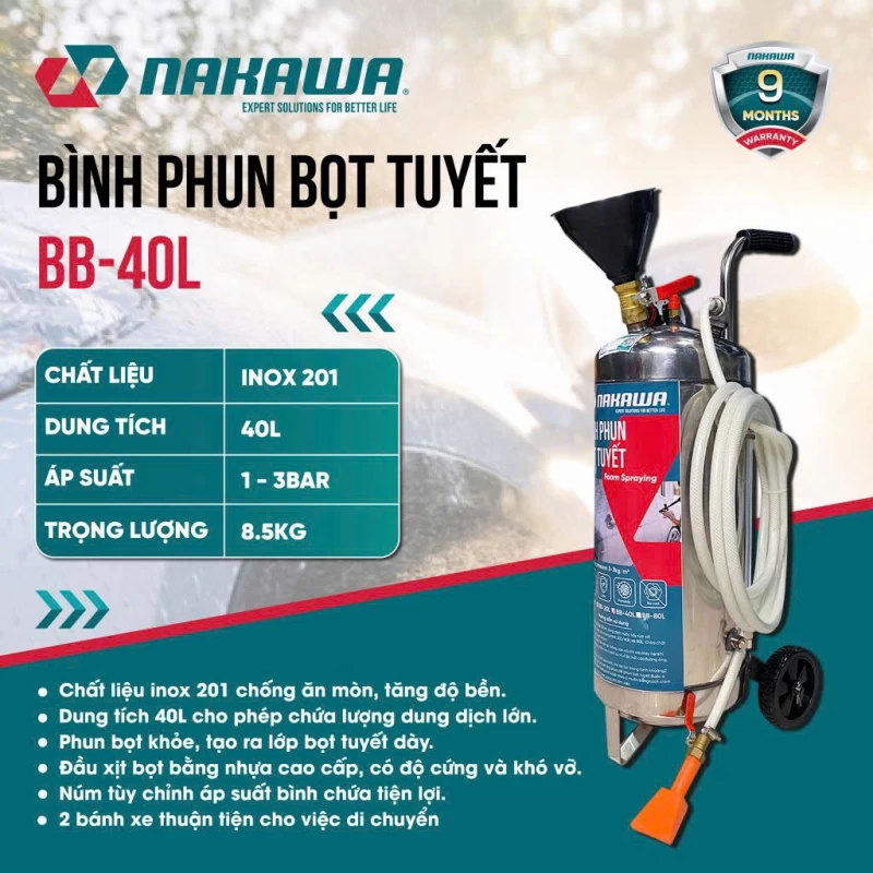 Bình Phun Bọt Tuyết 40L Nakawa BB-40L - Ảnh 4