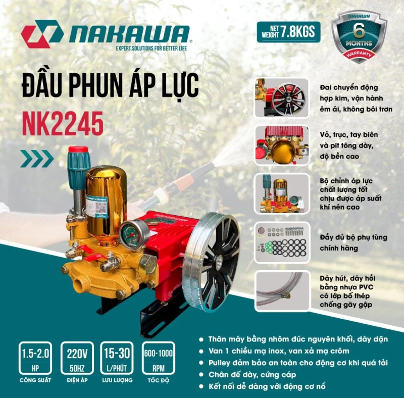 Đầu phun áp lực 1.5Hp NAKAWA NK2245 - Ảnh 2
