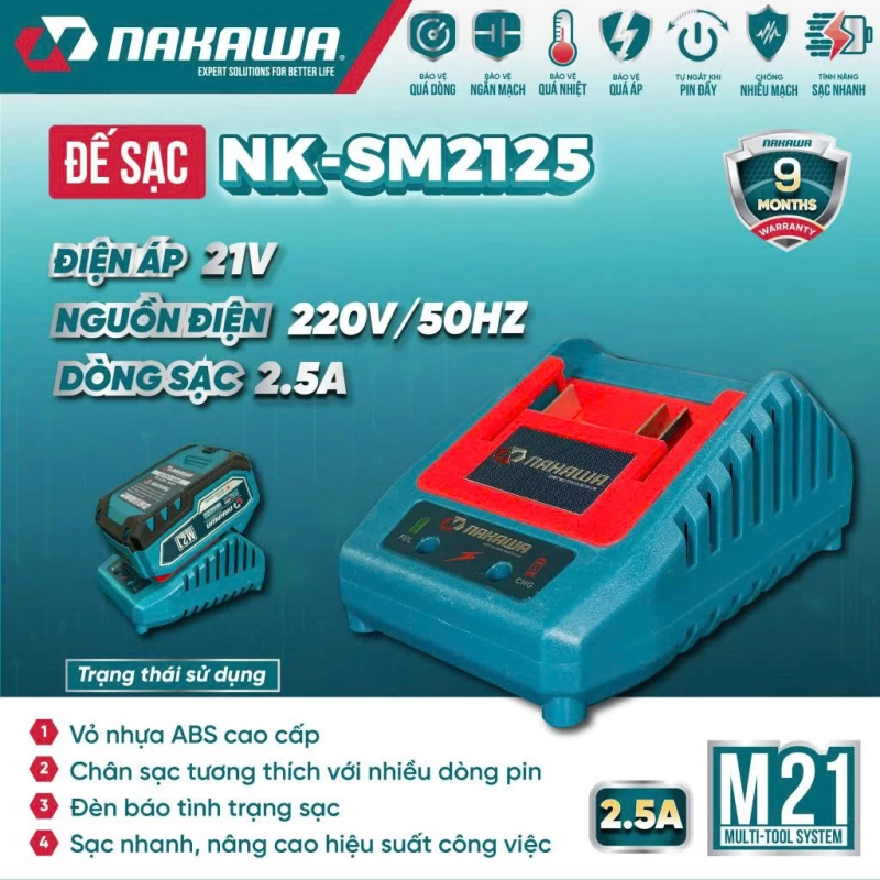 Đế sạc 21V NAKAWA NK-SM2125 - Ảnh 2