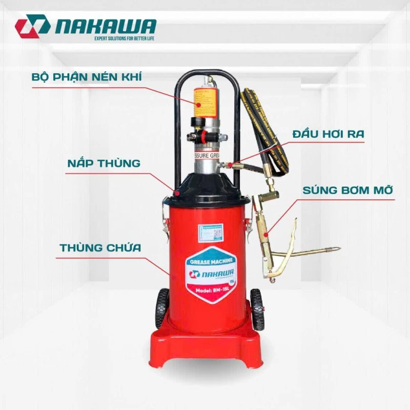 Máy bơm mỡ dùng khí nén NAKAWA BM-25L - Ảnh 2