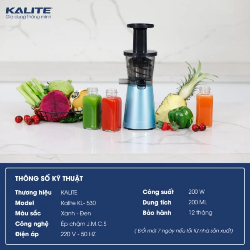 Máy ép chậm KALITE KL-530 nhỏ gọn, kiệt bã, êm ái - Ảnh 1
