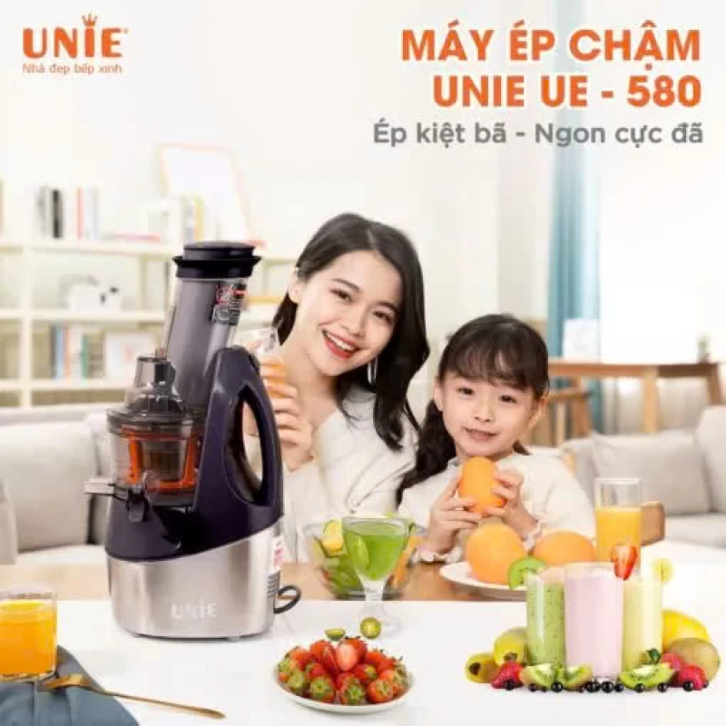 Máy ép chậm UNIE UE-580 công suất 240W, ép kiệt bã 98%, ống ép kết hợp lưỡi dao tiện lợi - Ảnh 2