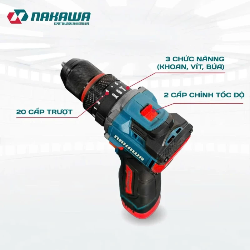 Máy khoan pin 3 chức năng NAKAWA NK-KD1610/60PLUS - Ảnh 5