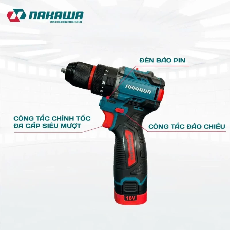 Máy khoan pin 3 chức năng NAKAWA NK-KD1610/60PLUS - Ảnh 3