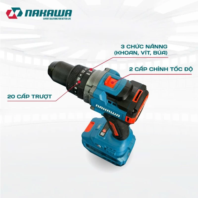 Máy khoan pin 3 chức năng NAKAWA NK-KM2113/70PRO - Ảnh 6