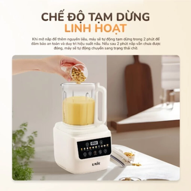Máy làm sữa hạt UNIE UCB15 dung tích 1.5L, giảm ồn 30%, 10 chức năng nấu - Ảnh 6