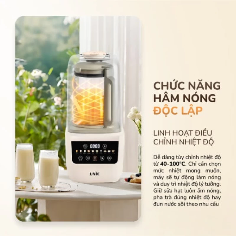 Máy làm sữa hạt UNIE UCB15 dung tích 1.5L, giảm ồn 30%, 10 chức năng nấu - Ảnh 11