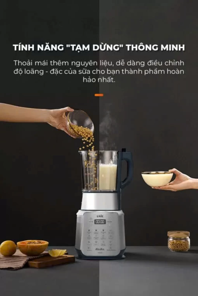 Máy làm sữa hạt UNIE V9S PRO dung tích 1,75L, xay nấu siêu êm, vệ sinh khử khuẩn tự động - Ảnh 4