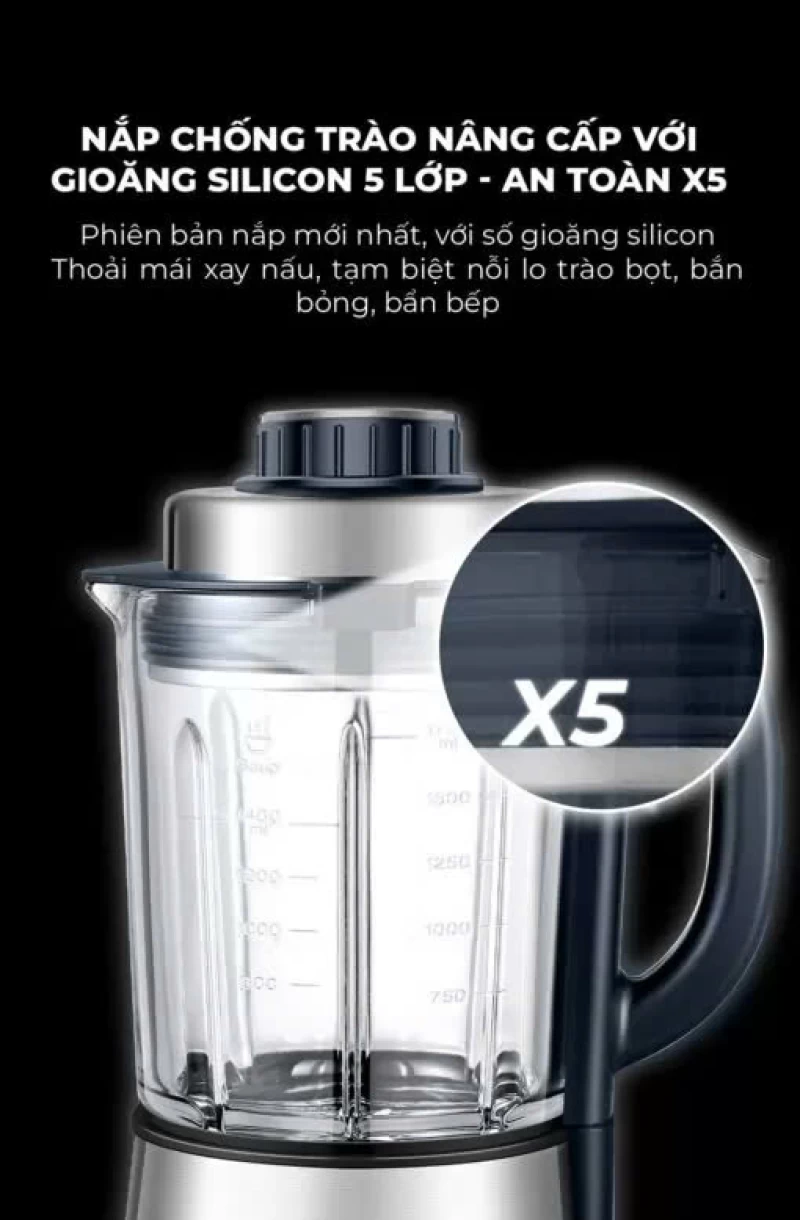 Máy làm sữa hạt UNIE V9S PRO dung tích 1,75L, xay nấu siêu êm, vệ sinh khử khuẩn tự động - Ảnh 7