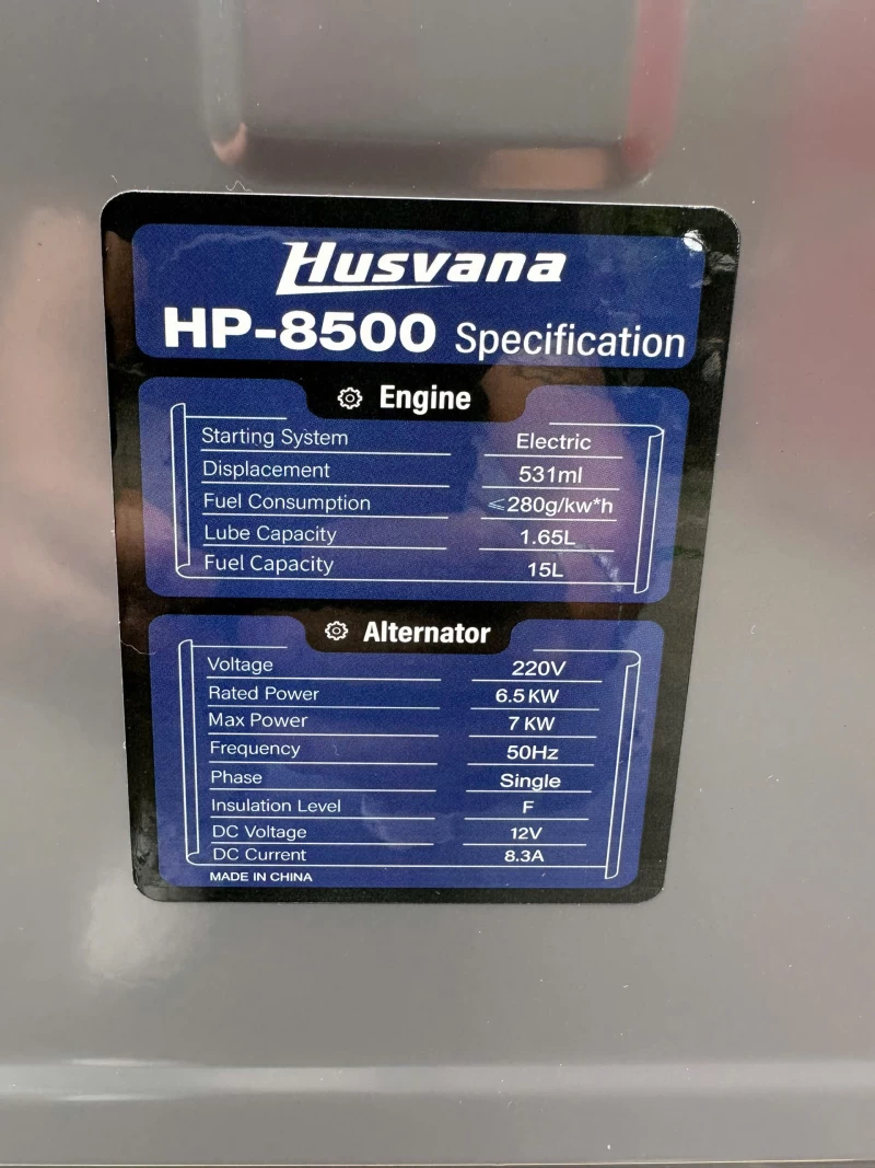 Máy Phát Điện Chạy Dầu 7Kw Husvana HP-8500 - Ảnh 2