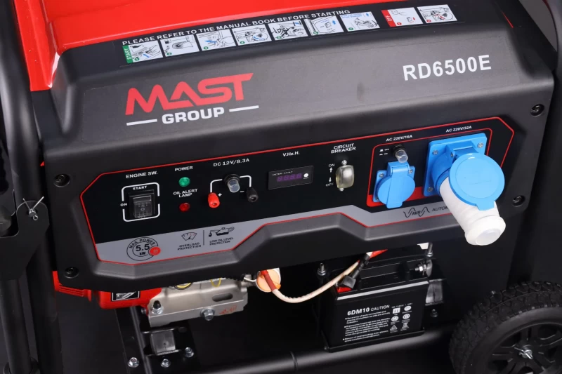 Máy Phát Điện Chạy Xăng 5Kw Mast RD6500E Có Đề Có Bánh Xe Đẩy - Ảnh 5