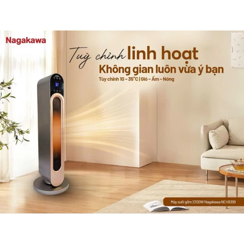 Máy sưởi gốm 2200W Nagakawa NEH8399 - Ảnh 2