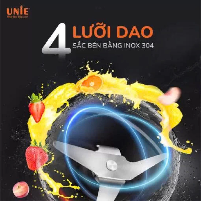 Máy xay sinh tố UNIE UMB05 cối xay dạng bình nước nhỏ gọn, lưỡi dao 4 cánh bằng inox - Ảnh 2