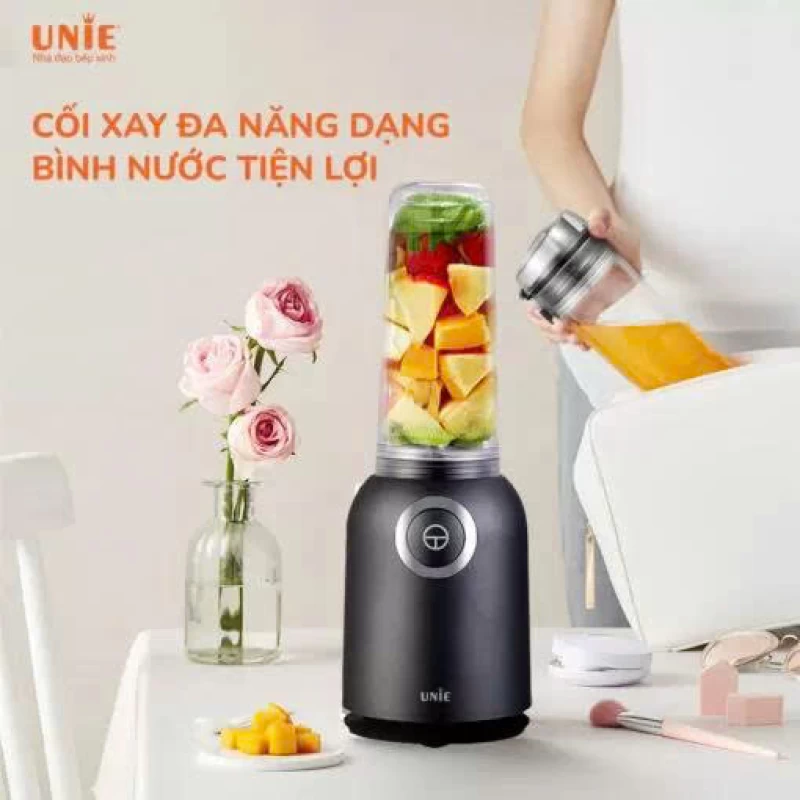 Máy xay sinh tố UNIE UMB05 cối xay dạng bình nước nhỏ gọn, lưỡi dao 4 cánh bằng inox - Ảnh 1