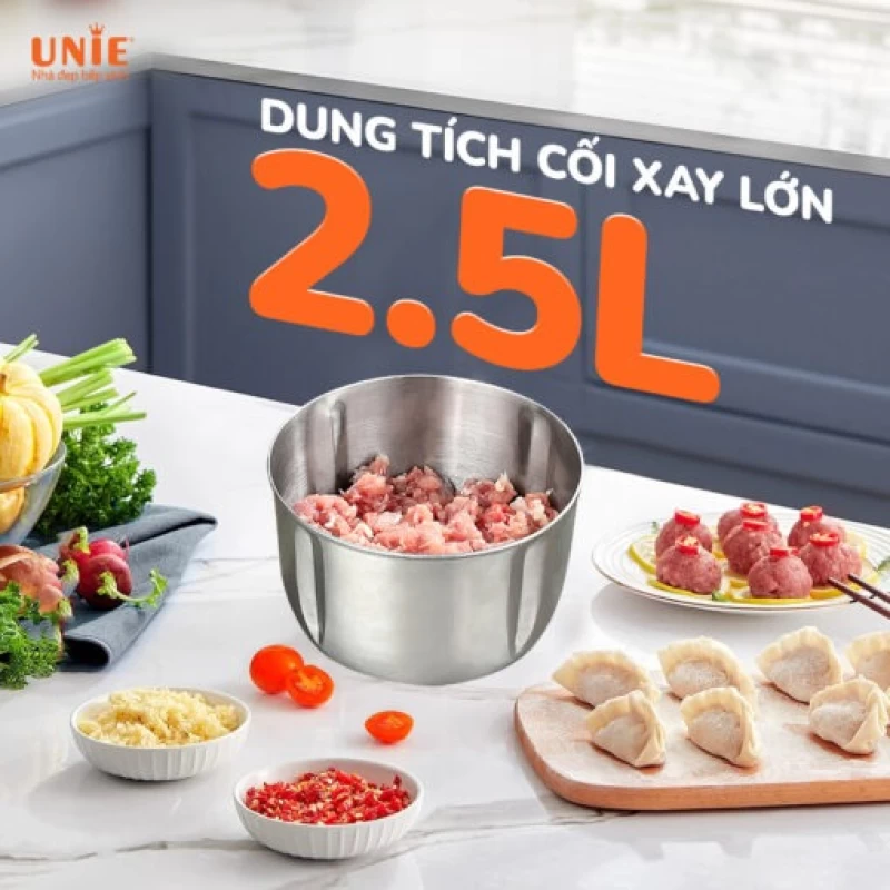 Máy xay thịt Unie UE226 dung tích 2.5L, 2 cối xay đa năng, trục bóc hành, tỏi, đánh ruốc tiện lợi - Ảnh 2